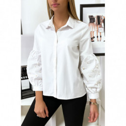 Chemise Blanche manches bouffantes à perles. MC7362