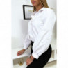 Chemise Blanche manches bouffantes à perles. MC7362