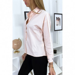 Chemise rose à perles sur les manches