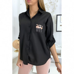 Chemise noir flamands roses