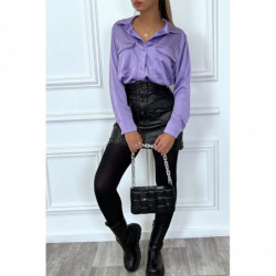 Chemise satiné en lila avec poches à l'avant