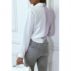 Chemise bicolor à carreaux blanc et violet