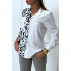 Chemise bicolor à carreaux blanc et noir zebré