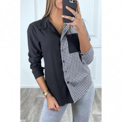 Chemise noir bicolor à carreaux blanc et noir