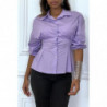 Chemise violette froncée à la taille et plissée