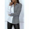 Chemise bi-color blanc et motif pied de poule