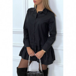 Robe chemise noire plissée...