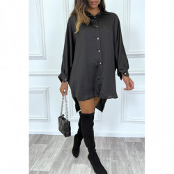 Robe chemise satiné over size. Chemise femme ample