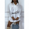 Robe chemise ample en blanc satiné over size. Chemise femme