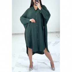 Robe chemise ample verte avec manches chauve-souris