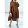 Robe chemise ample marron avec manches chauve-souris