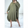 Robe chemise ample kaki avec manches chauve-souris