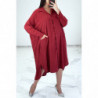 Robe chemise ample bordeaux avec manches chauve-souris