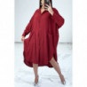 Robe chemise ample bordeaux avec manches chauve-souris