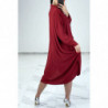 Robe chemise ample bordeaux avec manches chauve-souris