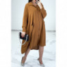 Robe chemise ample camel avec manches chauve-souris