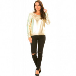 Pull manches longues Doré style retro brillant. WJ-3871