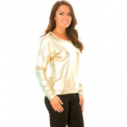 Pull manches longues Doré style retro brillant. WJ-3871