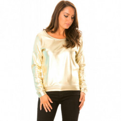 Pull manches longues Doré style retro brillant. WJ-3871