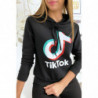 Pull sweat noir logo Tik Tok