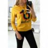 Pull sweat moutarde logo Tik Tok