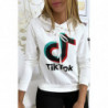 Pull sweat blanc logo Tik Tok