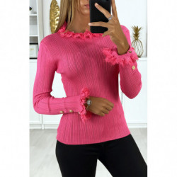 Pull fuchsia en maille...