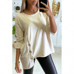 Pull beige pour femme très...