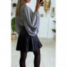 Magnifique pull gris manches en voile chauve souris