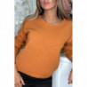 Pull doux cognac avec cordons au dos