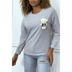 Pull gris manches longues...