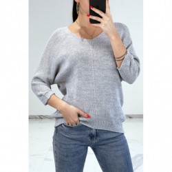 Pull fluide gris en grosse...