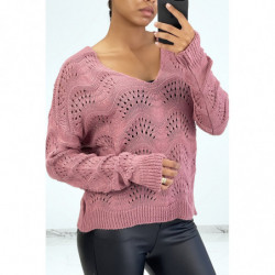 Pull fushia en maille...