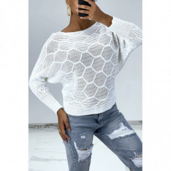 Pull blanc coupe chauve...