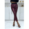 Pantalon sarouel en sequin bordeaux  - 1