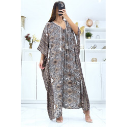 Caftan de plage noir satiné avec cordon au cou - 3