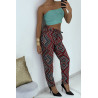 Pantalon fluide noir/rouge à motif floral B-55 - 5