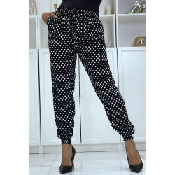 Pantalon fluide noir à pois A-5 - 3