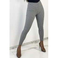 legging tendance noir et gris avec motif vichy et un effet taille de guêpe - 1