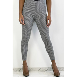 legging tendance noir et gris avec motif vichy et un effet taille de guêpe - 3