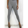 legging tendance noir et gris avec motif vichy et un effet taille de guêpe - 3