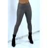 Legging anthracite en similicuir moulant - 1