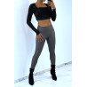 Legging anthracite en similicuir moulant - 2