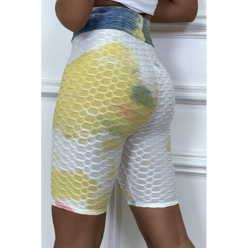 Cycliste tie and dye jaune push-up et anti-cellulite - 3
