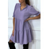 Robe tunique violette à volant à manches courtes - 3