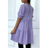 Robe tunique violette à volant à manches courtes - 5