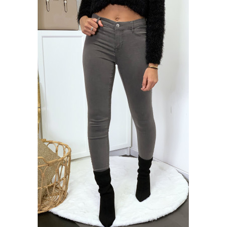 Jeans slim gris avec poches arrière - 1