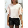 Blouse rose en crêpe avec volants aux manches - 1