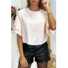 Blouse rose en crêpe avec volants aux manches - 2