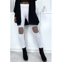 Legging blanc avec résille aux genoux - 1